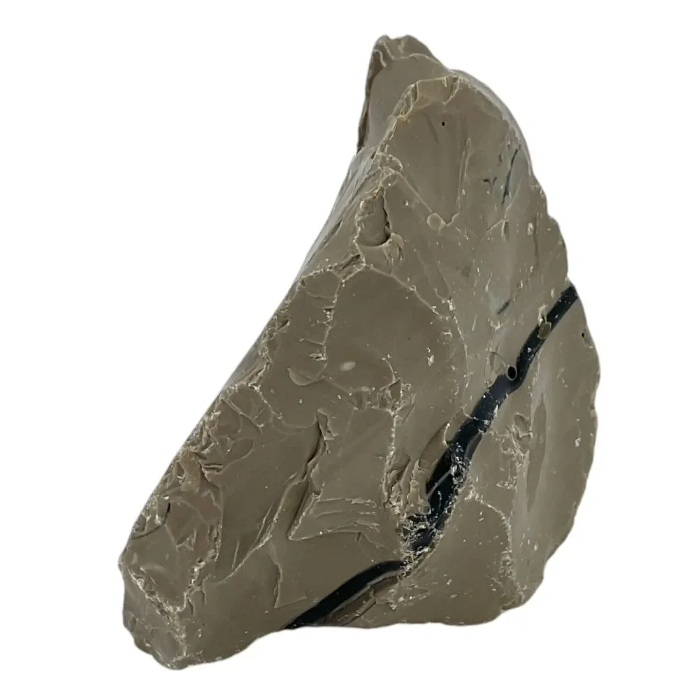 Gray Taupe‎ Black Swirl Art Glass Cullet Slag Glass #4XL196